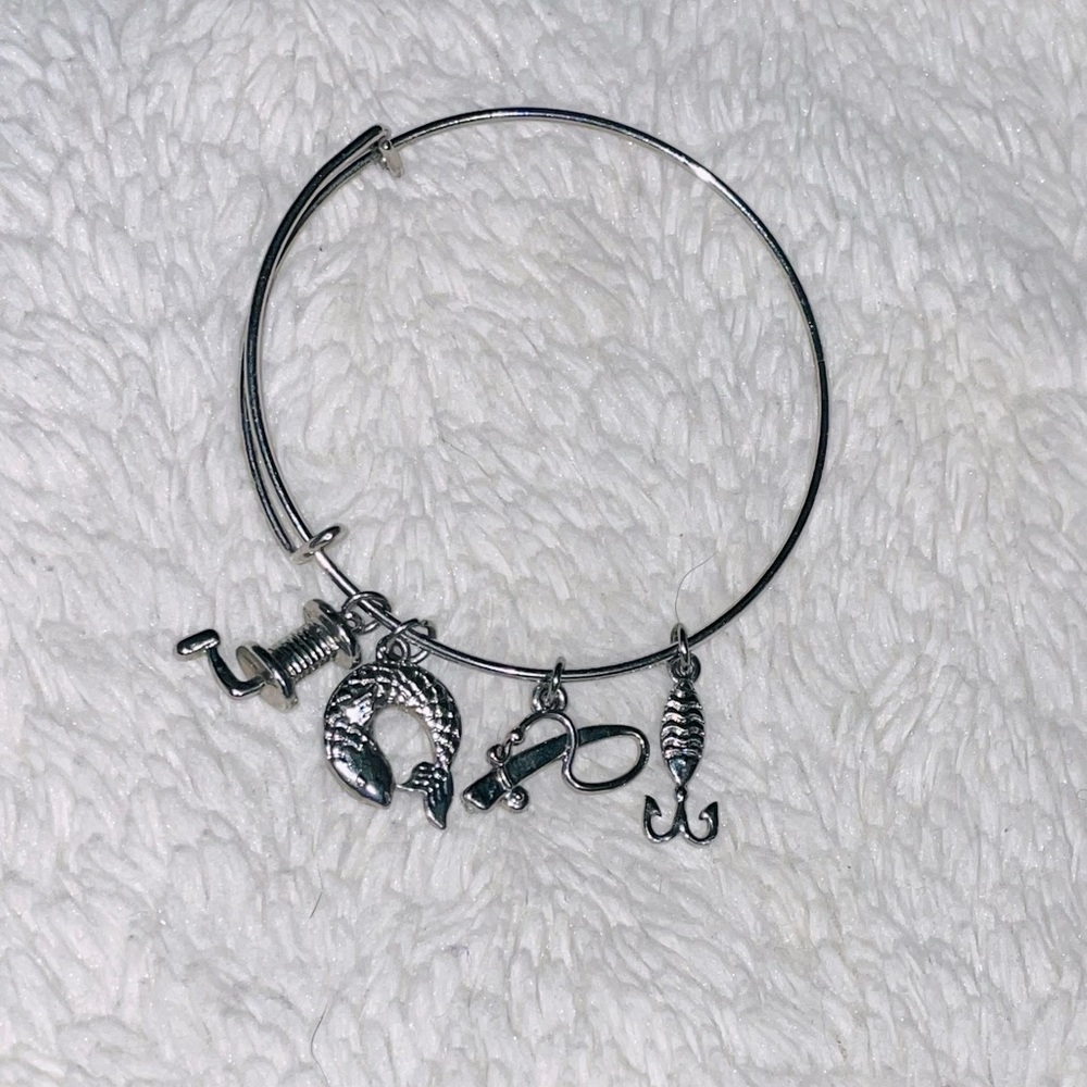 Silver Fishing Charm Bracelet